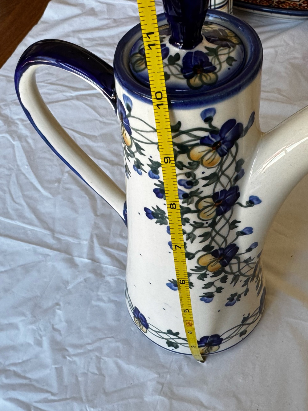 Polish Pottery Opus Coffee Pot Floral With Lid - Picture 6 of 7